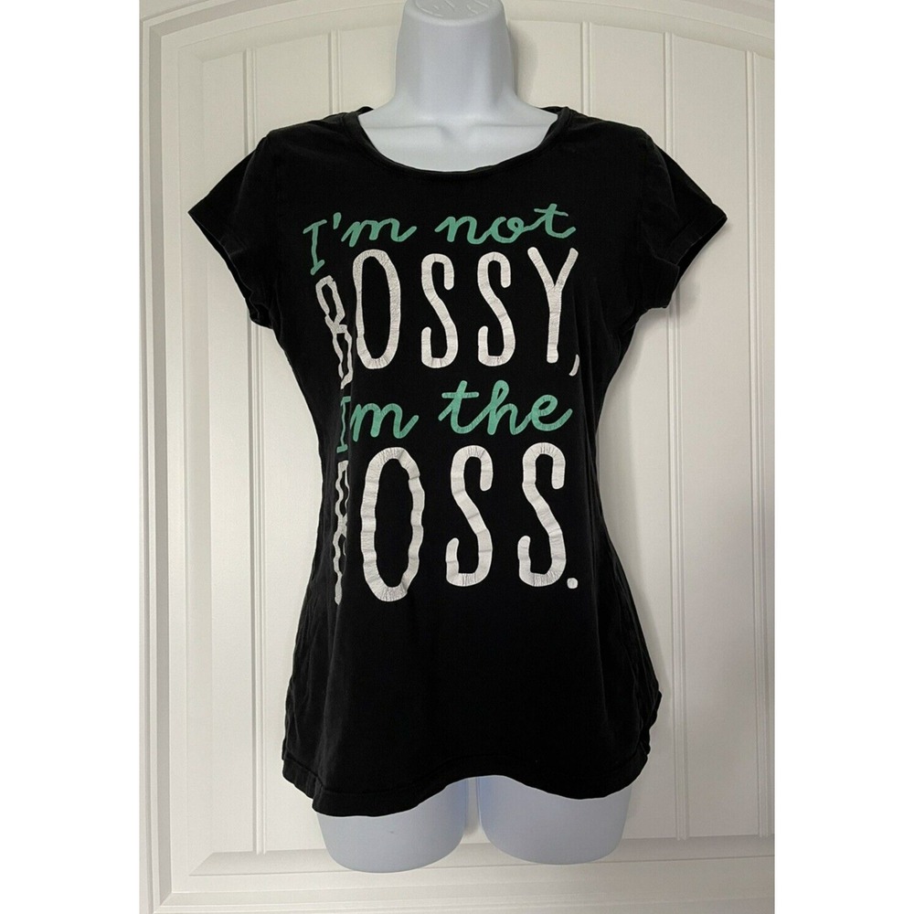 Wound Up Womens T Shirt Large (11-13) Black Short Sleeve Not Bossy I'm The Boss